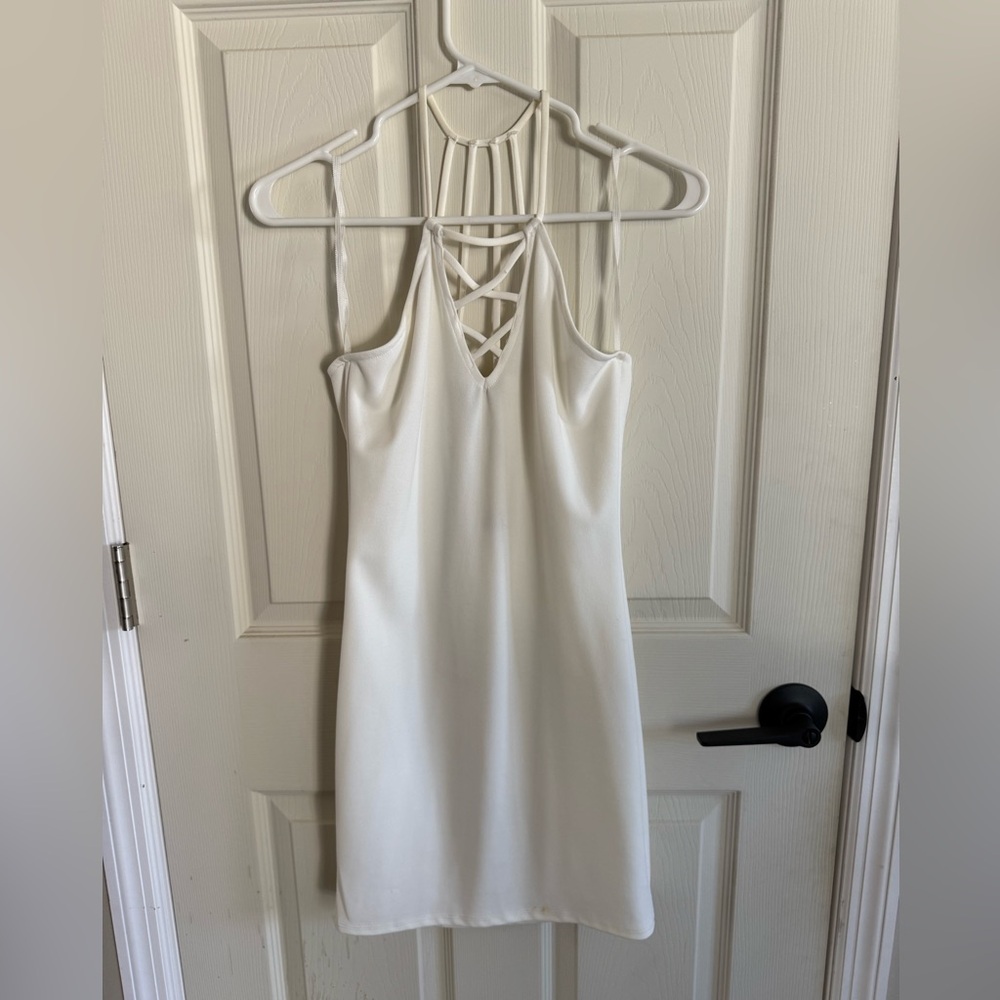 Ambiance White Backless Dress with Crisscross Straps